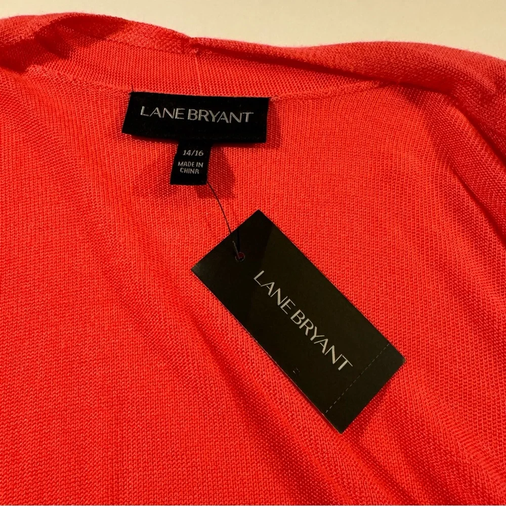 NWT Lane‎ Bryant Open Front Drape Shrug Cardigan Cabo Coral Pink Size 14/16 - Picture 4 of 15